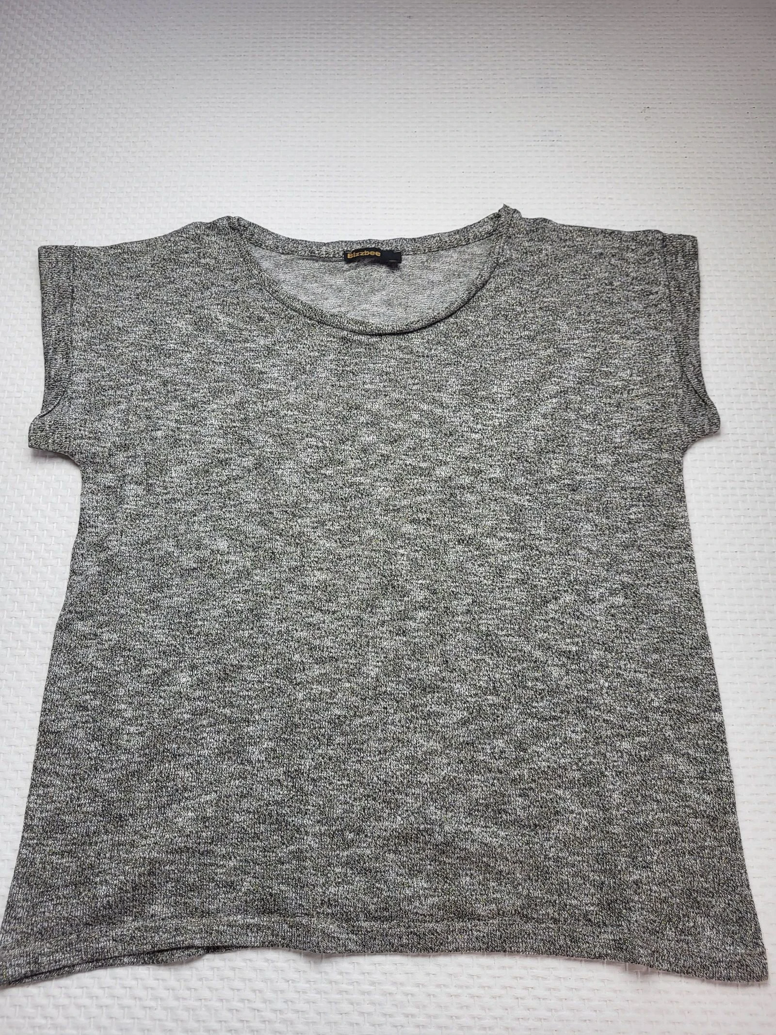 ​T-shirt fluide gris chiné manches à revers Bizzbee – Taille 36 (S)
